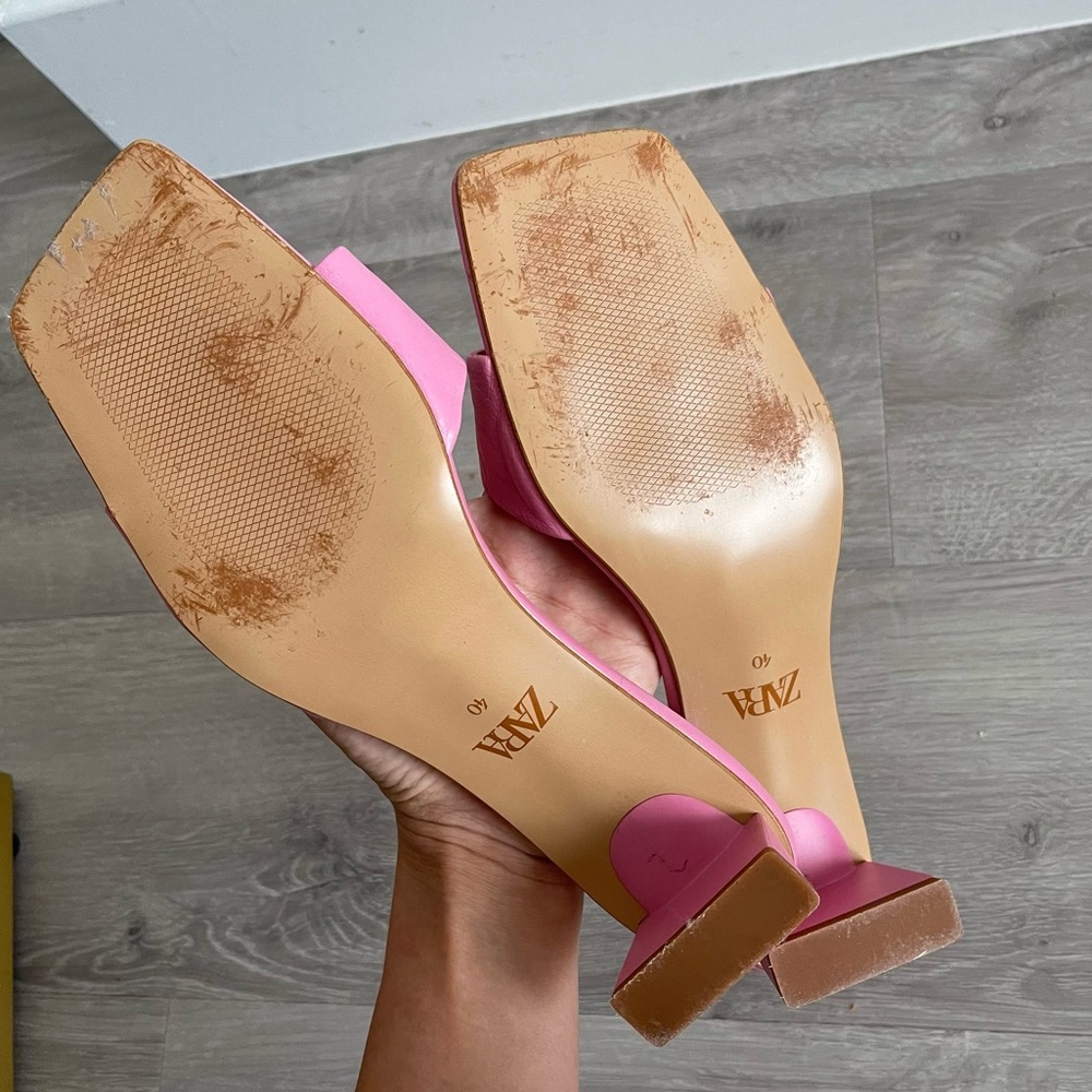ZARA mid heel leather mules - Picture 10 of 12